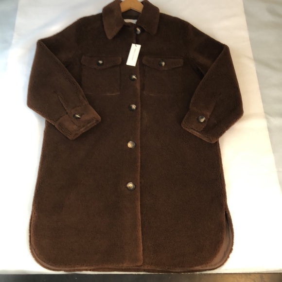 REBECCA MINKOFF Harper Teddy Bear Wool Coat Chocolate Brown Size M - Picture 10 of 14